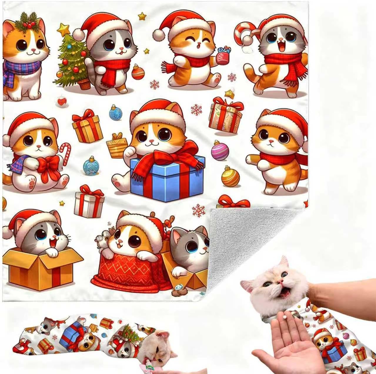 Cat Grooming Wrap, Self-Adherent Soft Cat Blanket to Wrap