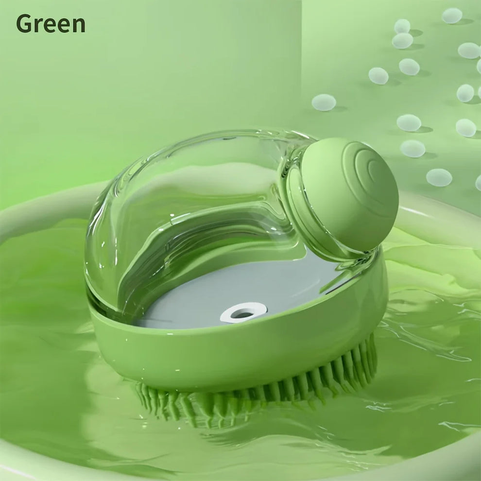 Dog Bath Brush with Soap Dispenser Silicone Bristle Pet