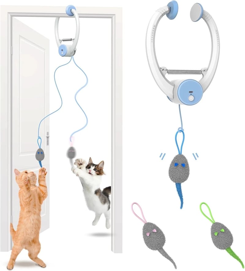 🐱 Automatic Flying Bird Cat Toy – Light Blue Interactive Wand for Indoor Kittens & Adults✨