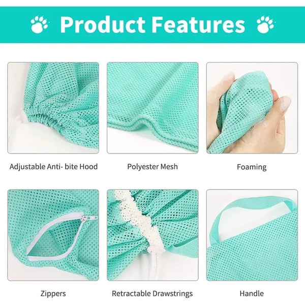 Cat Bathing Grooming Bag Set of 2