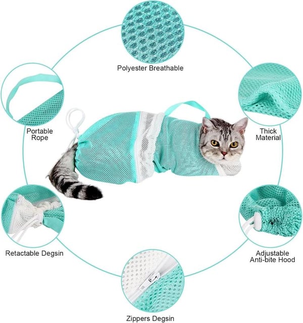 Cat Bathing Grooming Bag Set of 2