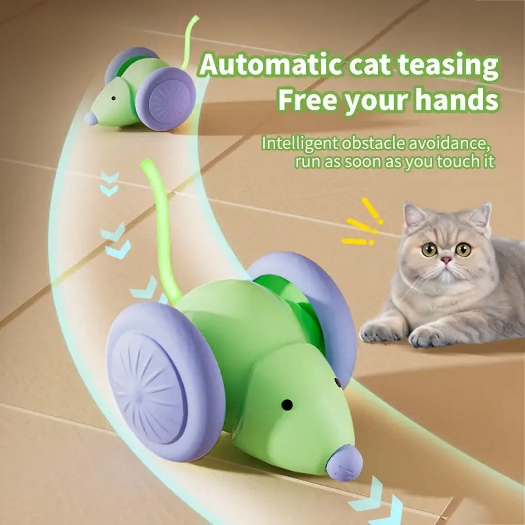 Interactive Electric Mouse Cat Toy with Obstacle Avoidance