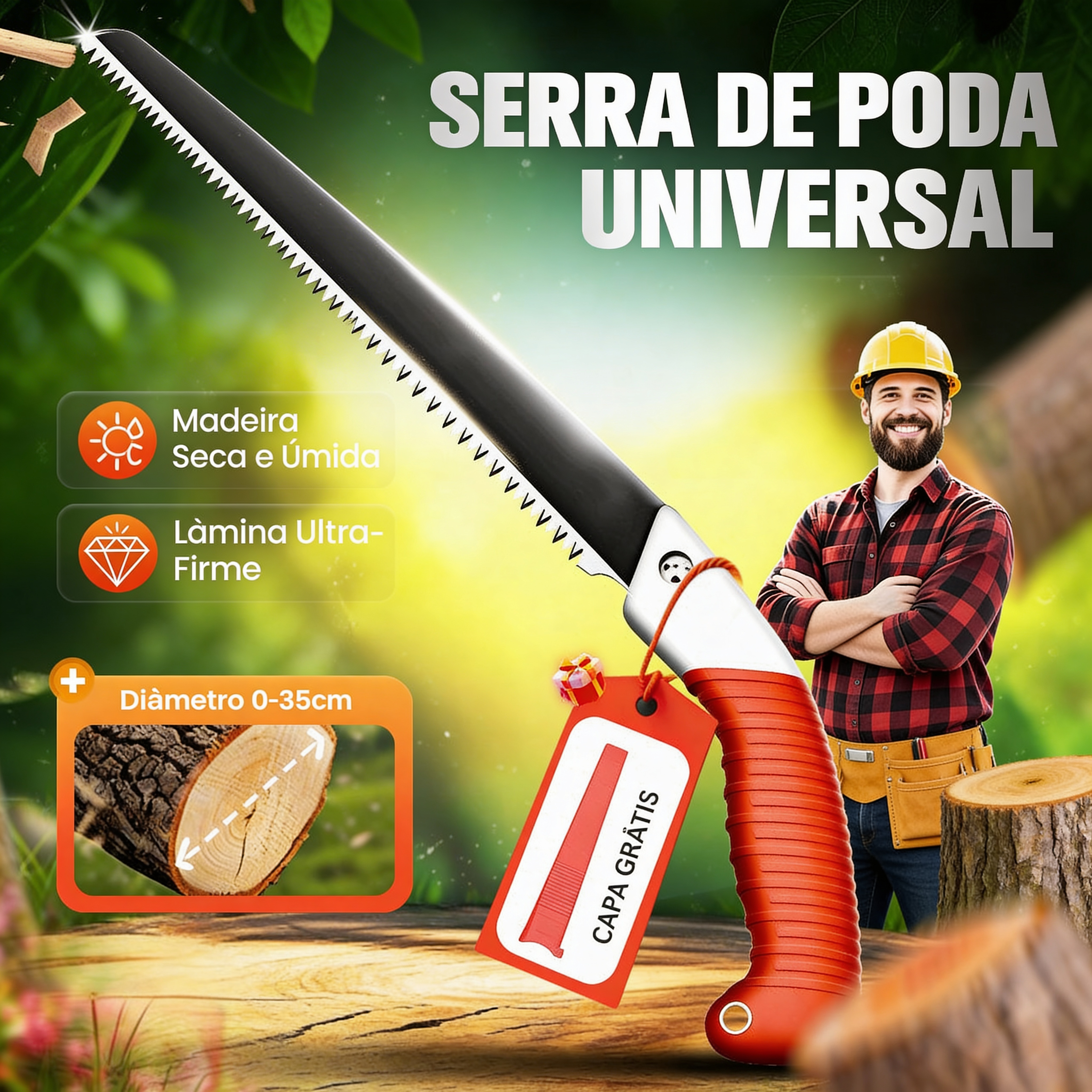 Serra de poda multiuso leve e afiada, importada da Alemanha.