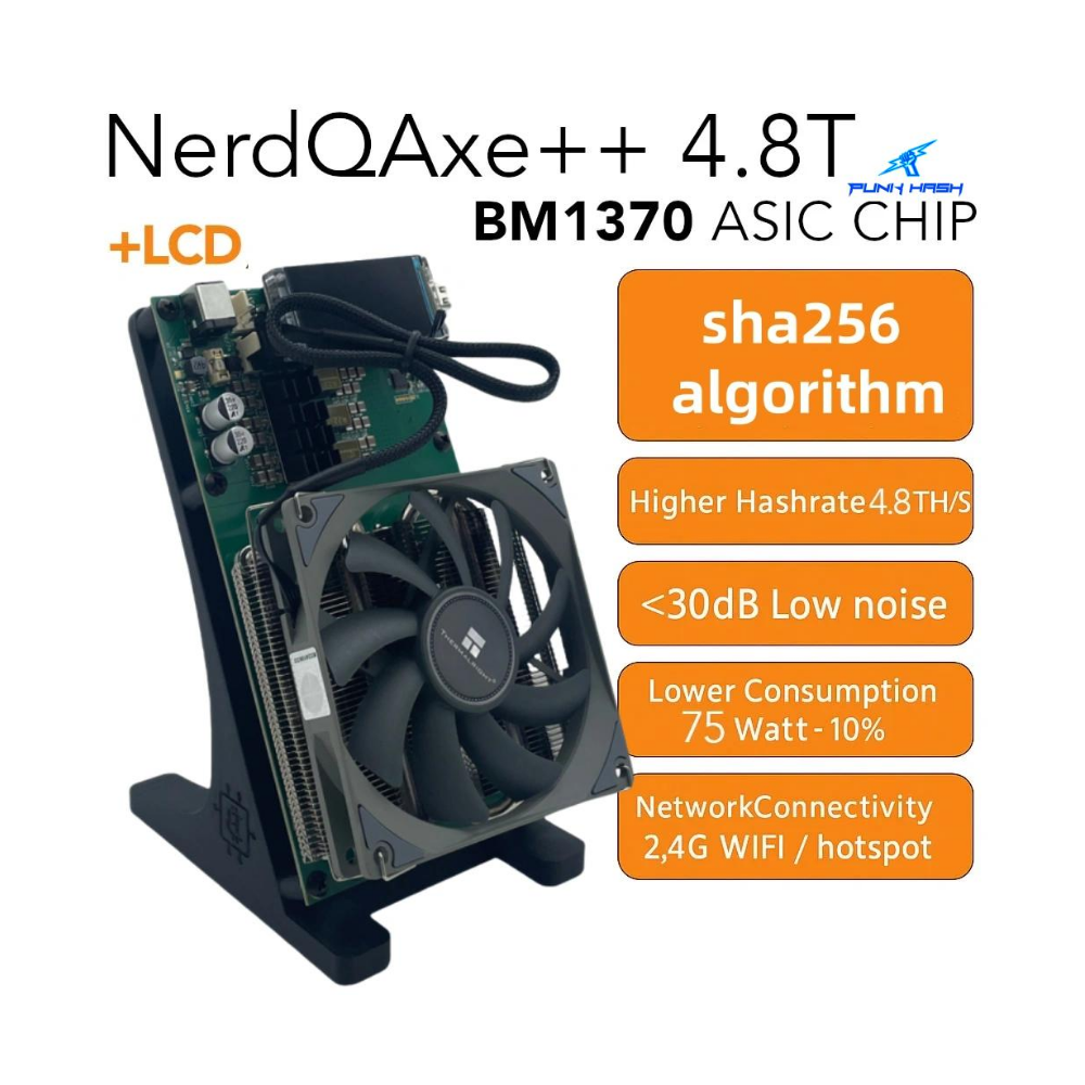 NerdMiner NerdQaxe++ 4.8Th/s 76W Bitcoin Miner Solo Miner