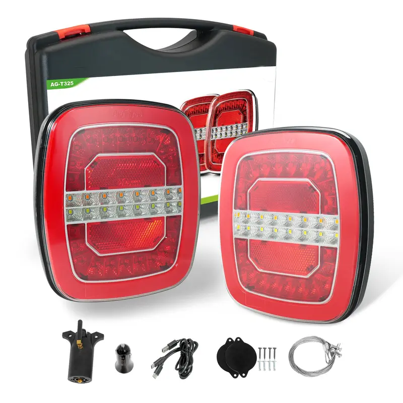 Luces magnéticas inalámbricas para remolque con luces de advertencia de emergencia.