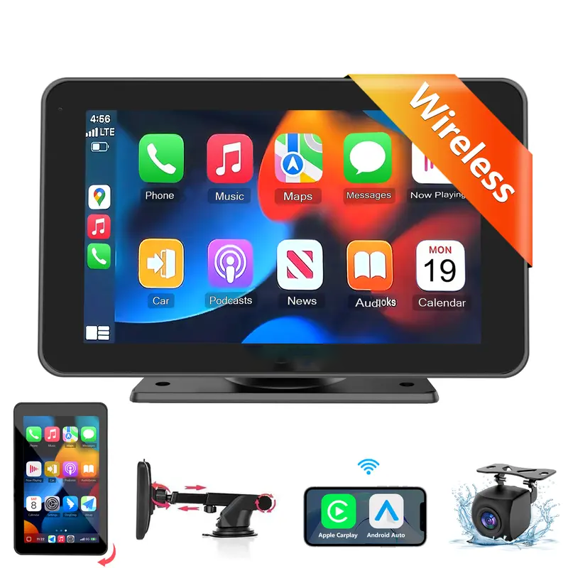 Estéreo inalámbrico CarPlay mejorado 2026 con soporte de succión