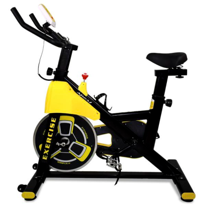 Bicicleta Estática con Resistencia Regulable Bicicleta de Fitness Bici Estática con Pantalla LCD Manillar Ruedas y Asiento Ajustable para Gimnasio Hogar Amarillo y Negro