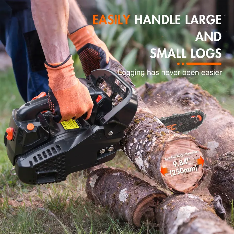 Motosierra de gasolina NCS2500E de 25,4 cc y 12 pulgadas con mango superior, motor de 2 tiempos, ligera, portátil, de fácil arranque y de bajo consumo para cortar árboles y podar madera