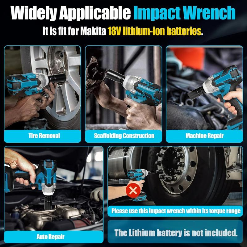 Llave de impacto inalámbrica de 1/2 pulgada, pistola de impacto de alto par 3 en 1.