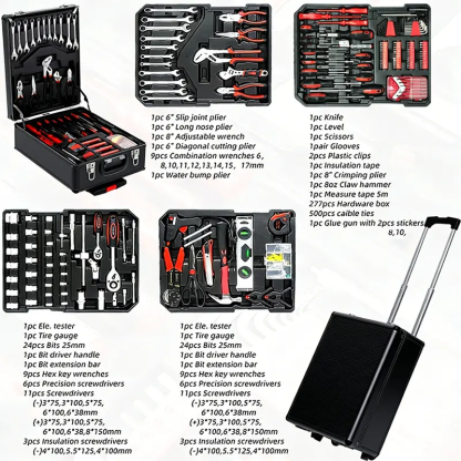 Juego de herramientas de 899 piezas, caja de herramientas manual de metal de gran capacidad