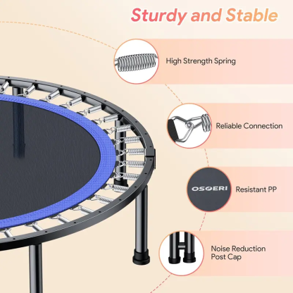 Cama elástica de rebote de 48 pulgadas, plegable para adultos, con capacidad de carga máxima de 450 libras