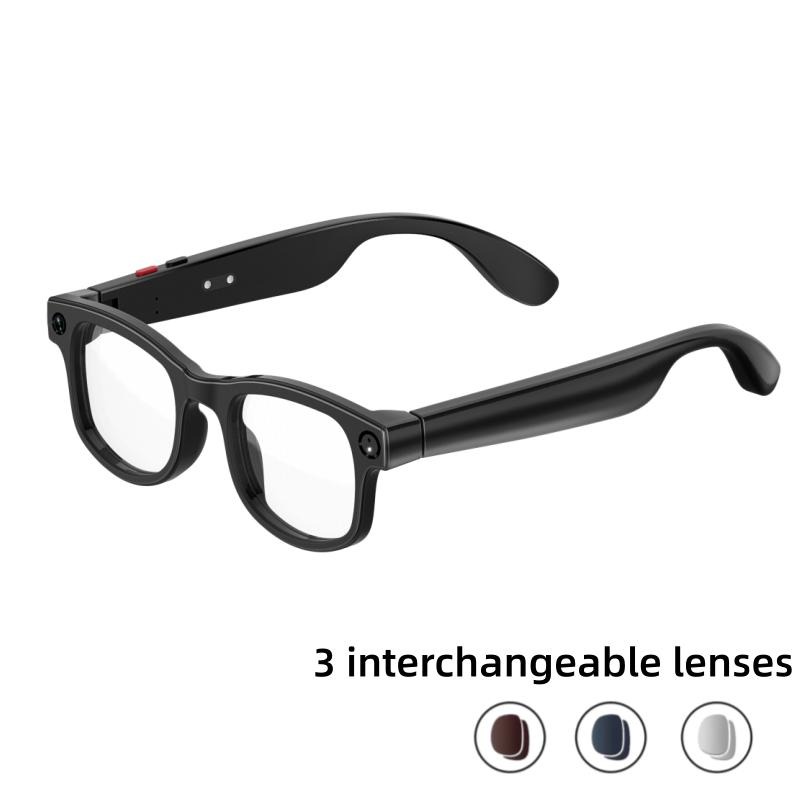 Smart AI Camera Glasses with 8MP Photochromic Lenses ,Button Touch Adj