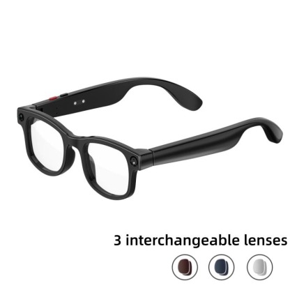Gafas inteligentes con cámara IA y lentes fotocromáticas de 8 MP, ajuste táctil mediante botón, ideales para viajes y aventuras al aire libre, fotografía manos libres, traducción en tiempo real a más de 160 idiomas, conexión Bluetooth inalámbrica, grabaci
