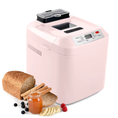 Panificadora automática, hasta 2 libras, máquina de pan 12 en 1 con dispensador automático de frutas y frutos secos, temporizador de 13 horas, función de mantener caliente de 1 hora, opción sin gluten, 3 colores Creuset.