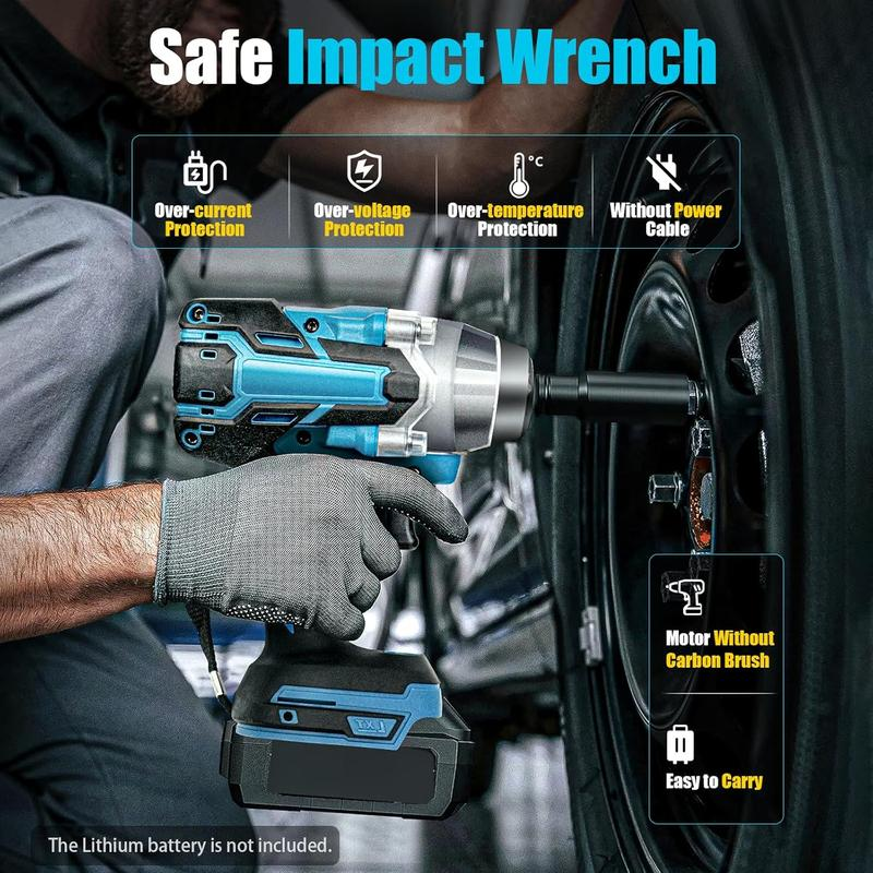 Llave de impacto inalámbrica de 1/2 pulgada, pistola de impacto de alto par 3 en 1.