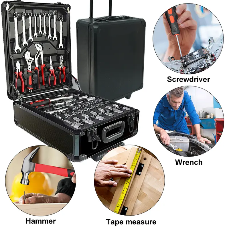 Juego de herramientas de 899 piezas, caja de herramientas manual de metal de gran capacidad