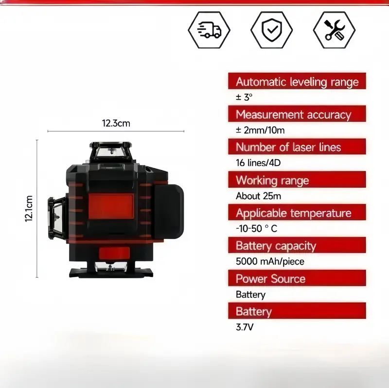 Nivel láser de línea verde profesional para exteriores con líneas horizontales y verticales