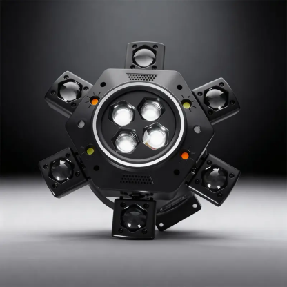 Luces de DJ con cabeza móvil para fiestas, luz de escenario 6 en 1 LED RGBW de 6 brazos, luces de DJ para fiestas, compatible con DMX-512 y activación por sonido