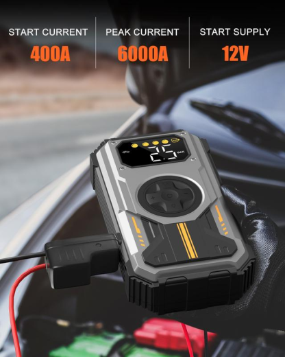 arrancador de batería de coche portátil, con compresor de aire, arrancador de batería de coche 6000A (9,0 Gas / 6,5l diésel) con Inflador de neumáticos Digital de 150PSI, temperatura-20 'C a 70' ℃