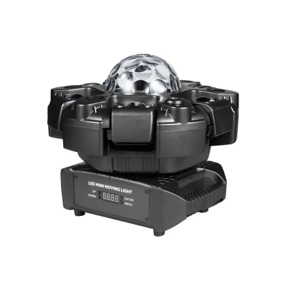 Luces de DJ con cabeza móvil para fiestas, luz de escenario 6 en 1 LED RGBW de 6 brazos, luces de DJ para fiestas, compatible con DMX-512 y activación por sonido