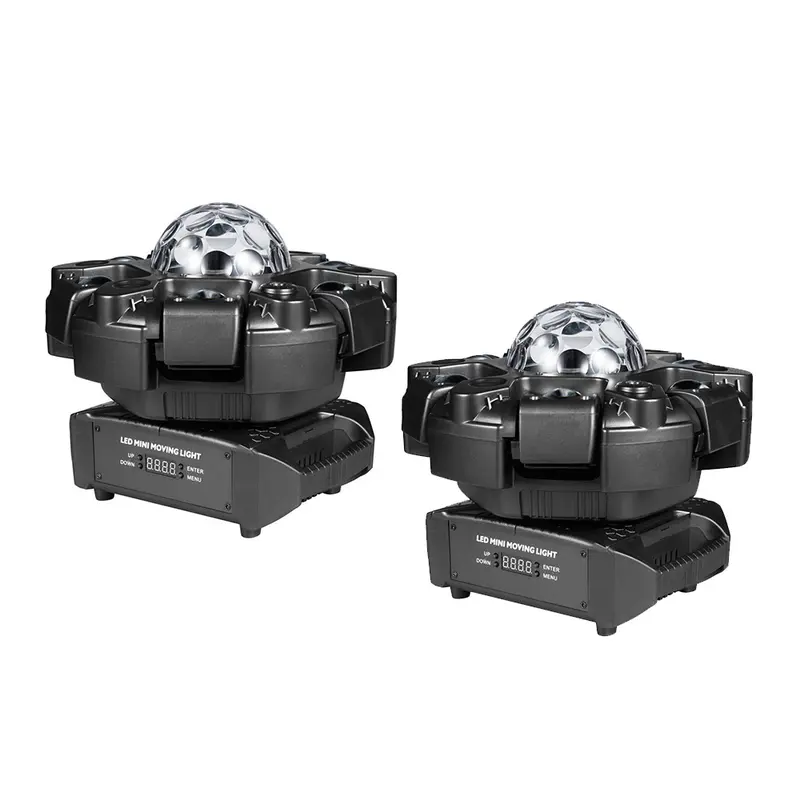 Luces de DJ con cabeza móvil para fiestas, luz de escenario 6 en 1 LED RGBW de 6 brazos, luces de DJ para fiestas, compatible con DMX-512 y activación por sonido