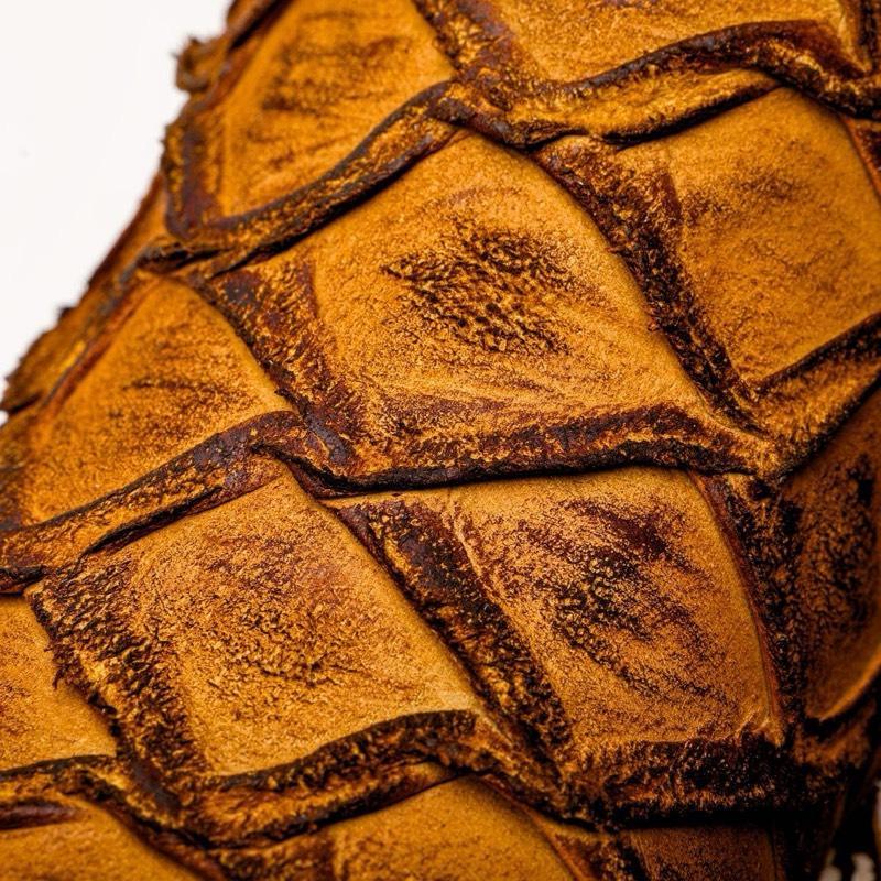 Botas de piel de pirarucú color miel rústica mate - Punta cuadrada