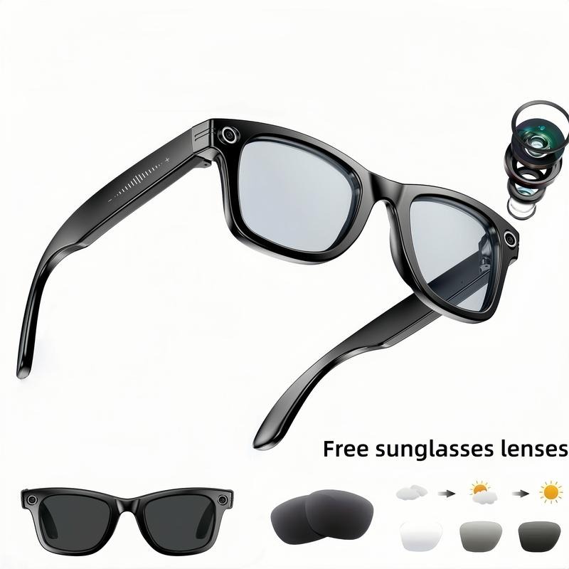 Smart AI Camera Glasses with 8MP Photochromic Lenses ,Button Touch Adj