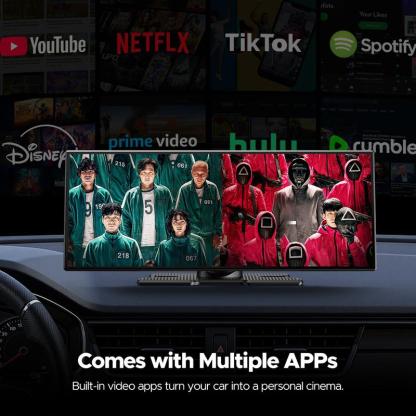 Pantalla táctil grande de 10,25" con CarPlay inalámbrico compatible con aplicaciones de YouTube/Netflix/TikTok con cámara de respaldo de estacionamiento de 720P, para iPhone 8-15+/Android 11+, adecuada para actualizaciones de vehículos, navega