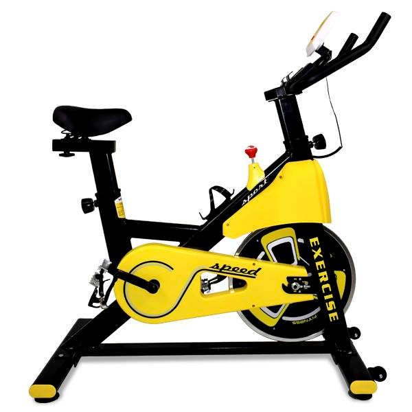 Bicicleta Estática con Resistencia Regulable Bicicleta de Fitness Bici Estática con Pantalla LCD Manillar Ruedas y Asiento Ajustable para Gimnasio Hogar Amarillo y Negro