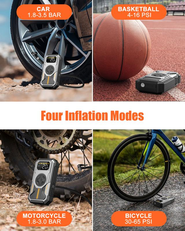 arrancador de batería de coche portátil, con compresor de aire, arrancador de batería de coche 6000A (9,0 Gas / 6,5l diésel) con Inflador de neumáticos Digital de 150PSI, temperatura-20 'C a 70' ℃