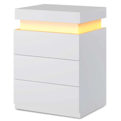 Mesita de noche con tapa deslizante, estación de carga y luces LED, muebles para dormitorio