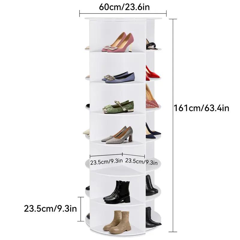360° Rotating 7-Tiers Organizer Shoe Rack, Fits 24-28 Pairs of Shoes, Spinning and Revolving Round Shoe Rack, for Entryway Living Room Hallway