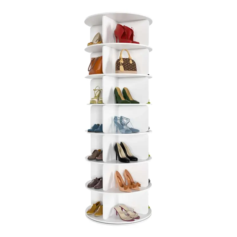 360° Rotating 7-Tiers Organizer Shoe Rack, Fits 24-28 Pairs of Shoes, Spinning and Revolving Round Shoe Rack, for Entryway Living Room Hallway