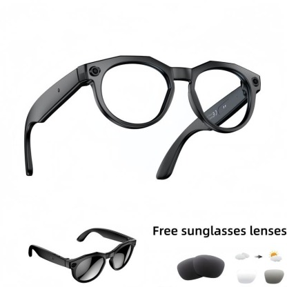 Gafas inteligentes con cámara IA y lentes fotocromáticas de 8 MP, ajuste táctil mediante botón, ideales para viajes y aventuras al aire libre, fotografía manos libres, traducción en tiempo real a más de 160 idiomas, conexión Bluetooth inalámbrica, grabaci