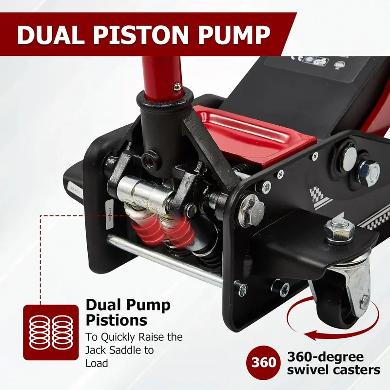 Gato de piso de carreras de perfil bajo de 3 toneladas para trabajo pesado