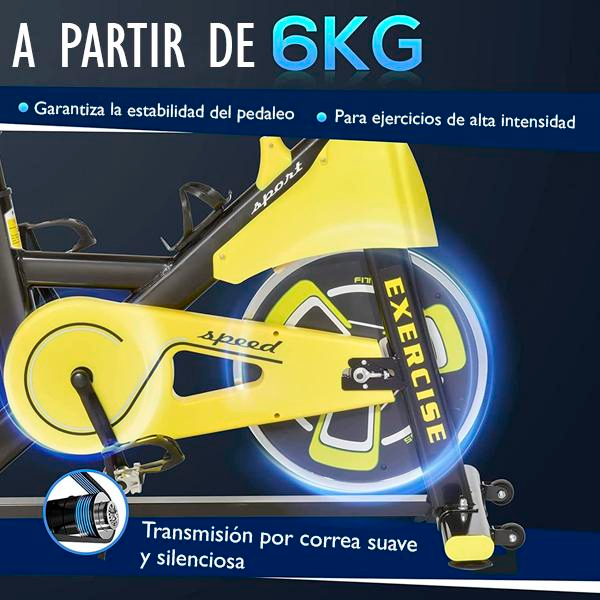 Bicicleta Estática con Resistencia Regulable Bicicleta de Fitness Bici Estática con Pantalla LCD Manillar Ruedas y Asiento Ajustable para Gimnasio Hogar Amarillo y Negro