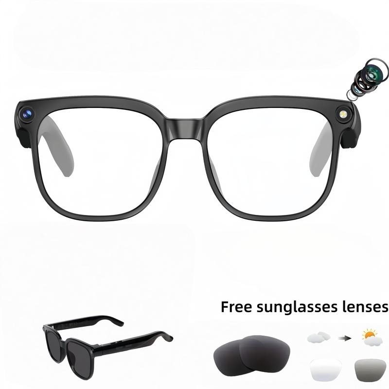 Gafas inteligentes con cámara IA y lentes fotocromáticas de 8 MP, ajuste táctil mediante botón, ideales para viajes y aventuras al aire libre, fotografía manos libres, traducción en tiempo real a más de 160 idiomas, conexión Bluetooth inalámbrica, grabaci