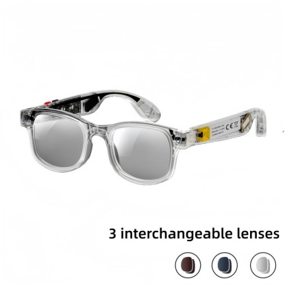 Gafas inteligentes con cámara IA y lentes fotocromáticas de 8 MP, ajuste táctil mediante botón, ideales para viajes y aventuras al aire libre, fotografía manos libres, traducción en tiempo real a más de 160 idiomas, conexión Bluetooth inalámbrica, grabaci