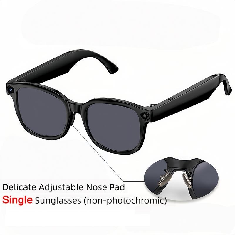 Gafas inteligentes con cámara IA y lentes fotocromáticas de 8 MP, ajuste táctil mediante botón, ideales para viajes y aventuras al aire libre, fotografía manos libres, traducción en tiempo real a más de 160 idiomas, conexión Bluetooth inalámbrica, grabaci