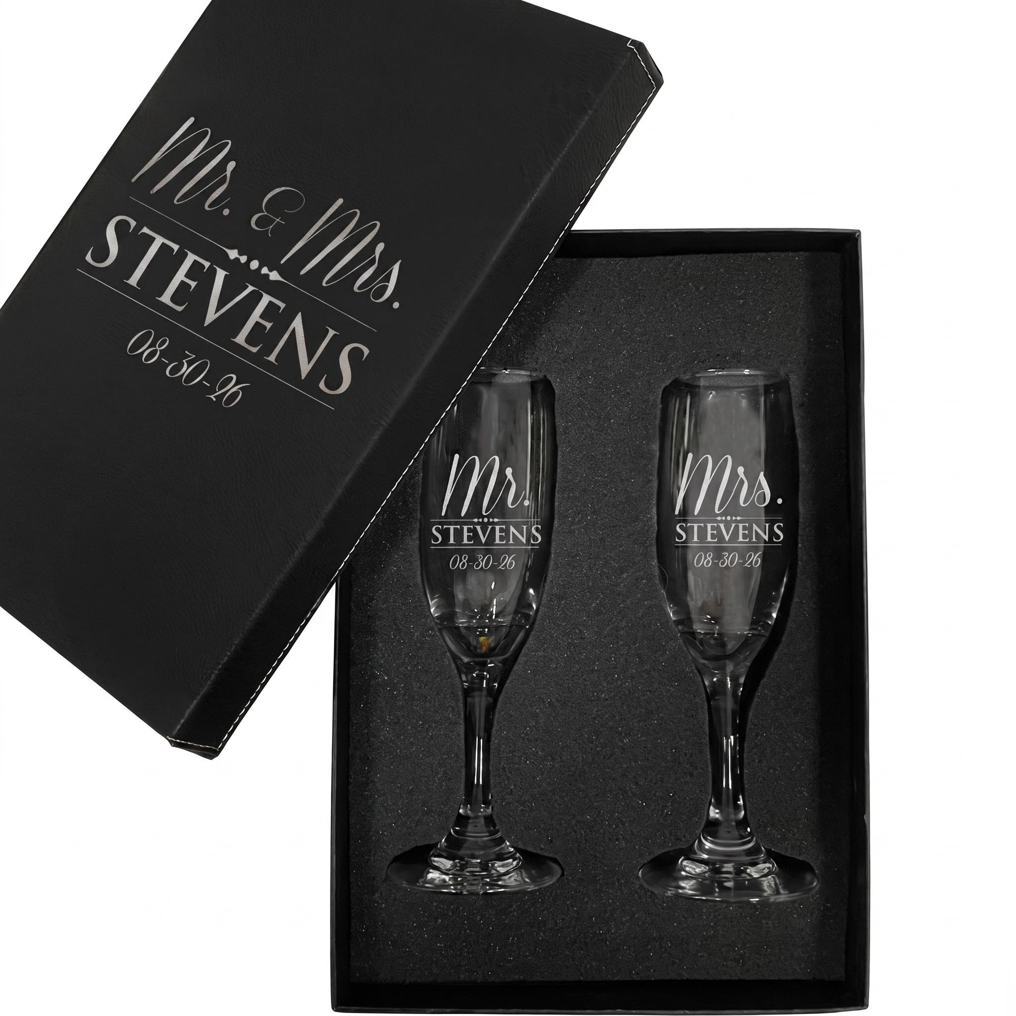 Personalized Mr. & Mrs. Engraved Champagne Flute Set