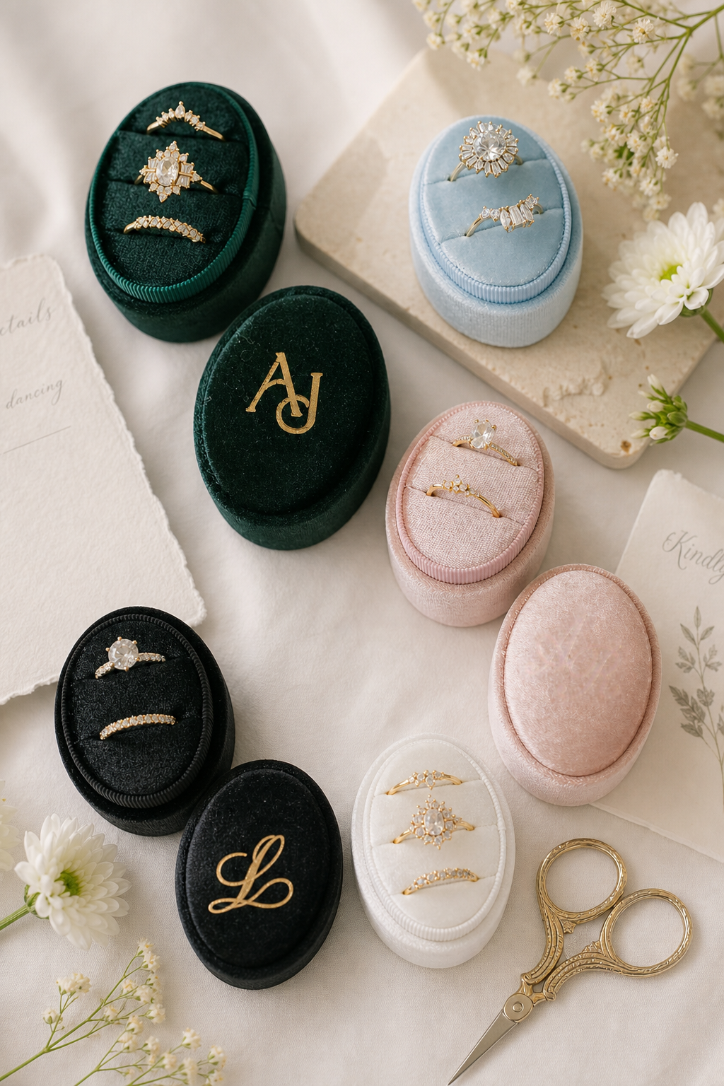 Personalized Velvet Ring Box with Custom Initials