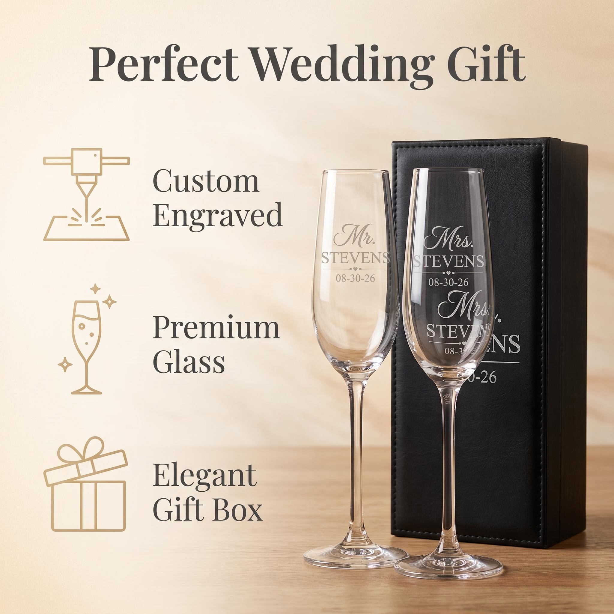 Personalized Mr. & Mrs. Engraved Champagne Flute Set