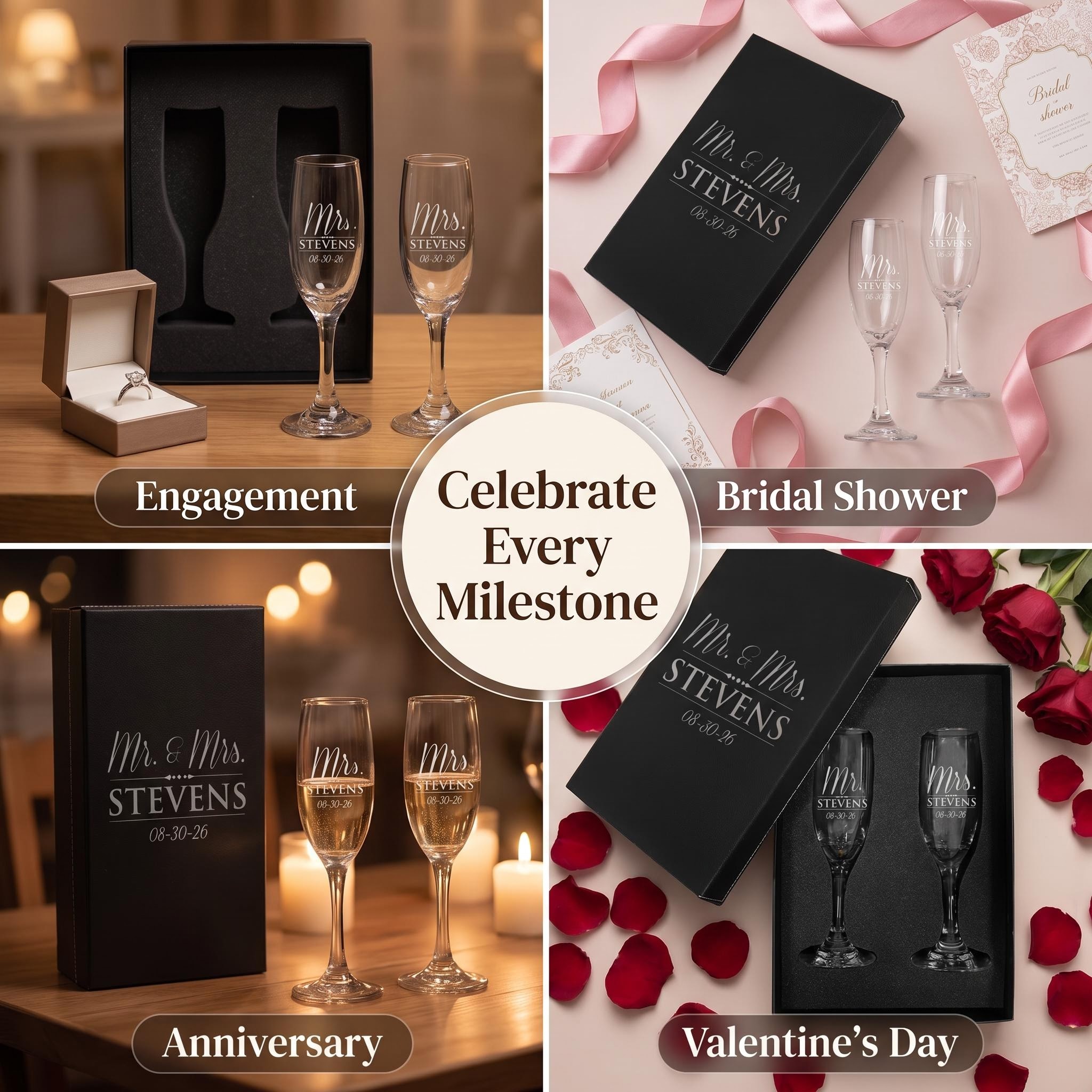 Personalized Mr. & Mrs. Engraved Champagne Flute Set