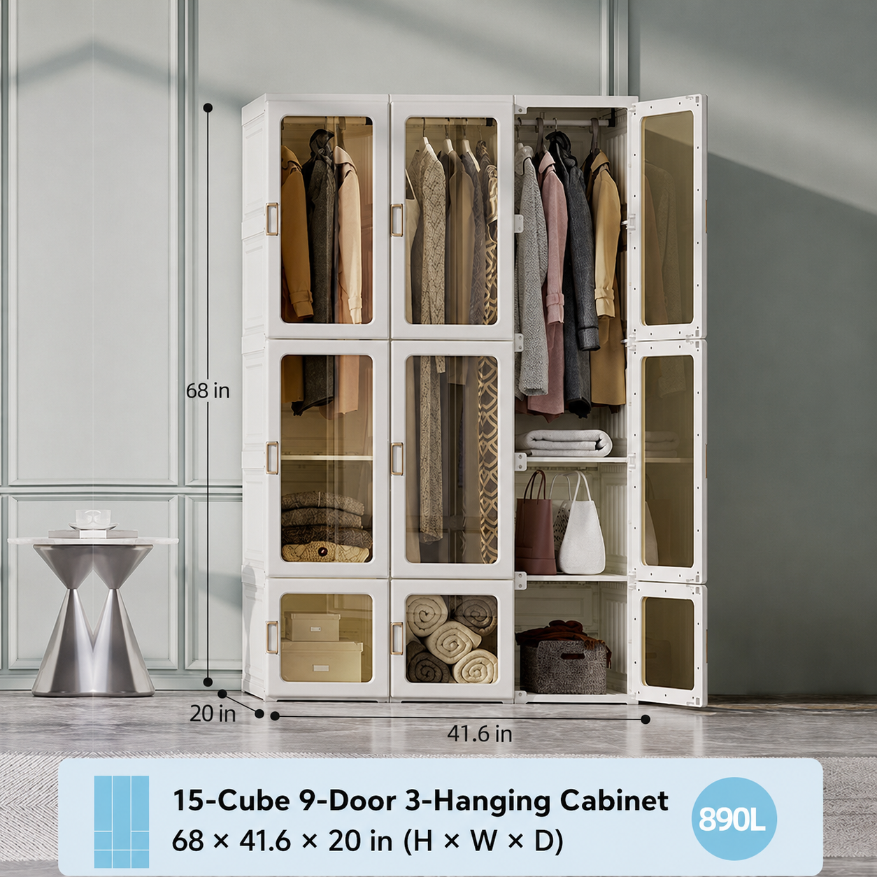 🏠Portable Wardrobe Closet With Transparent Doors（🎁Special Sale—Free Shipping）