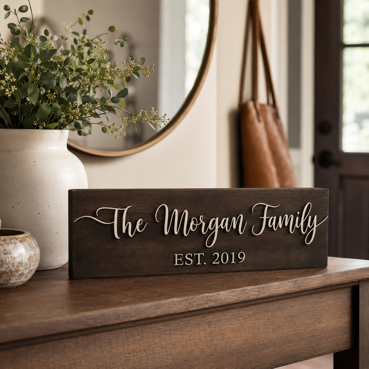 Personalized Family Name Wood Sign with Established Year