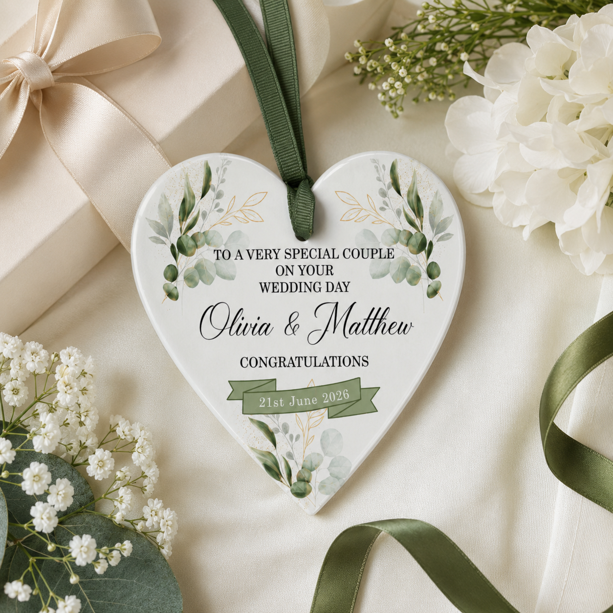 Personalized Acrylic Heart Wedding Keepsake Card