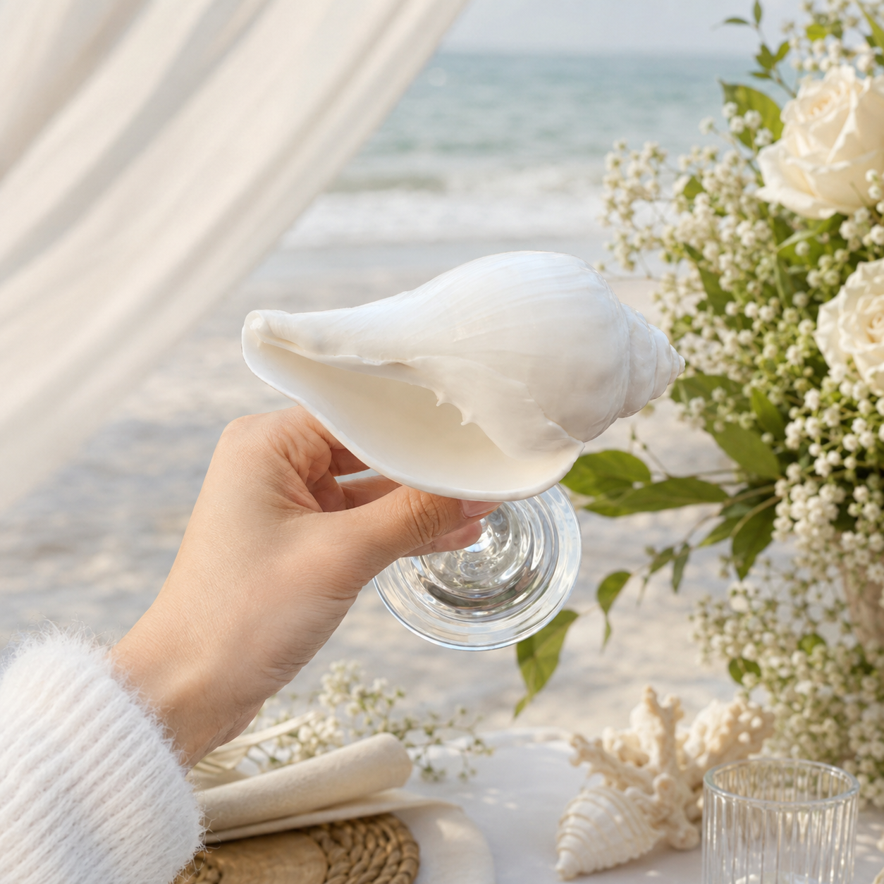 Personalized Natural Conch Shell Cocktail Glass