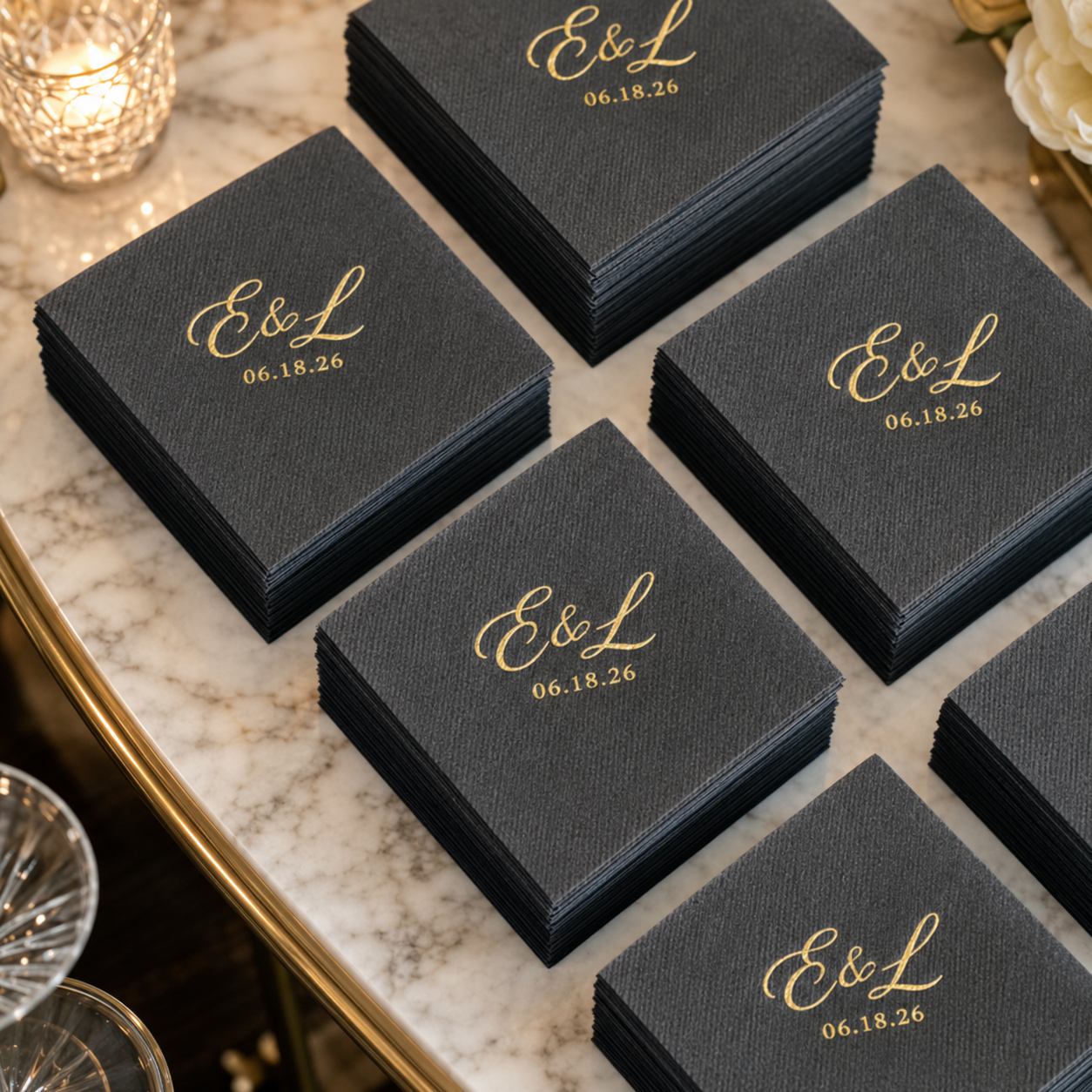 Personalized Cocktail Napkins with Names, Monogram or Logo