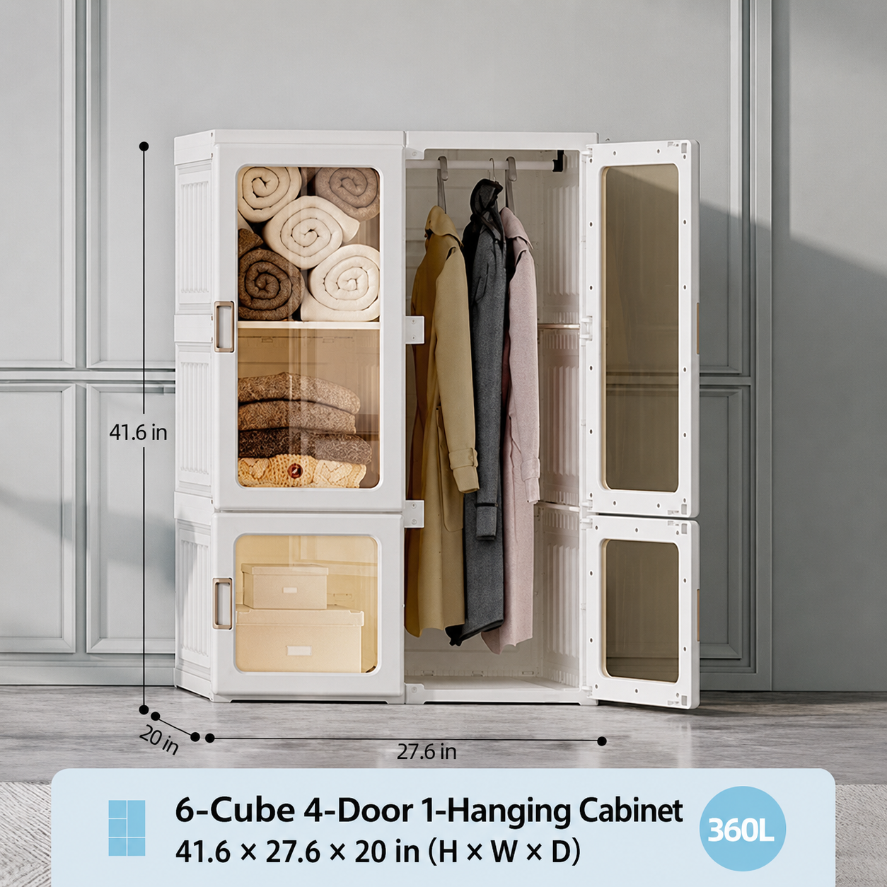 🏠Portable Wardrobe Closet With Transparent Doors（🎁Special Sale—Free Shipping）
