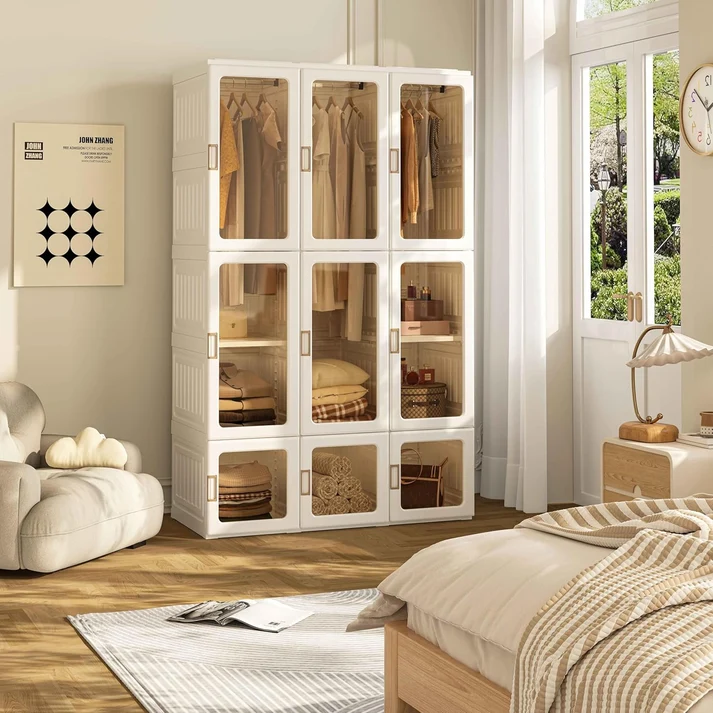 🏠Portable Wardrobe Closet With Transparent Doors（🎁Special Sale—Free Shipping）